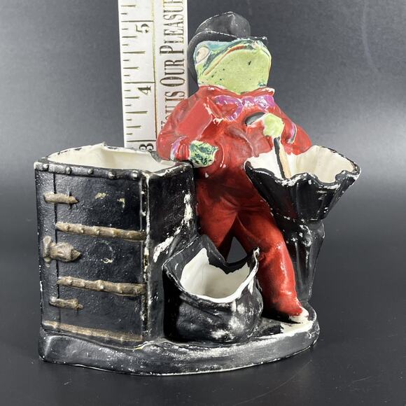 Antique Dapper Frog Top Hat Umbrella Bag Grafenthal Bisque Vase Match Holder - Picture 7 of 16